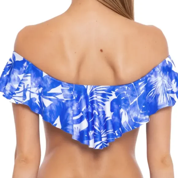 TRINA TURK Basque Off The Shoulder Ruffle Bikini Top ~ NEW - Picture 3 of 10